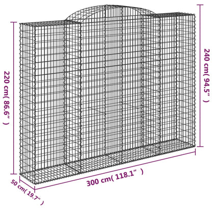 Cestos gabião arqueados 2pcs 300x50x220/240cm ferro galvanizado