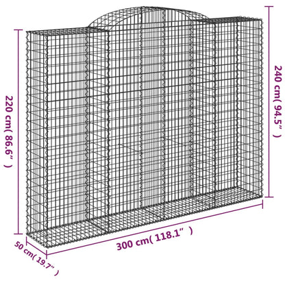 Cestos gabião arqueados 4pcs 300x50x220/240cm ferro galvanizado