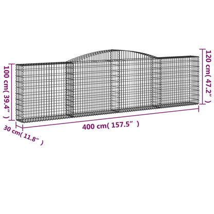 Cestos gabião arqueados 2pcs 400x30x100/120cm ferro galvanizado