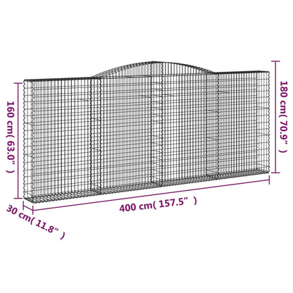 Cestos gabião arqueados 7pcs 400x30x160/180cm ferro galvanizado