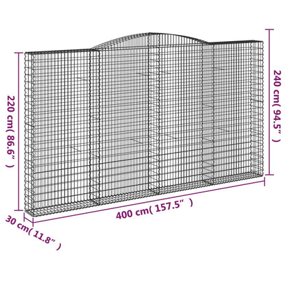 Cestos gabião arqueados 2pcs 400x30x220/240cm ferro galvanizado