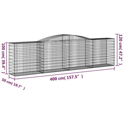 Cestos gabião arqueados 2pcs 400x50x100/120cm ferro galvanizado