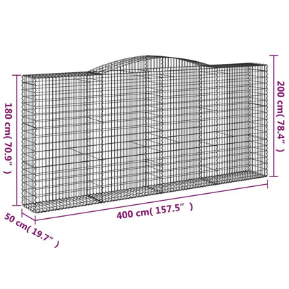 Cestos gabião arqueados 2pcs 400x50x180/200cm ferro galvanizado