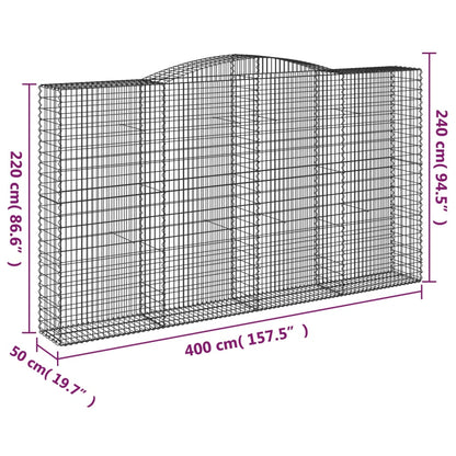 Cestos gabião arqueados 2pcs 400x50x220/240cm ferro galvanizado