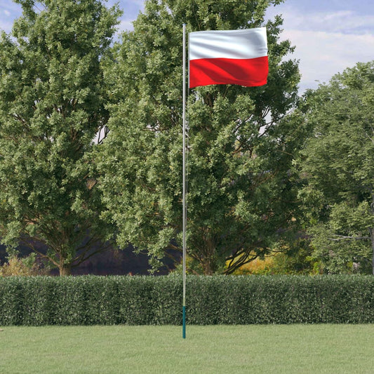 Bandeira da Polónia e mastro 6,23 m alumínio