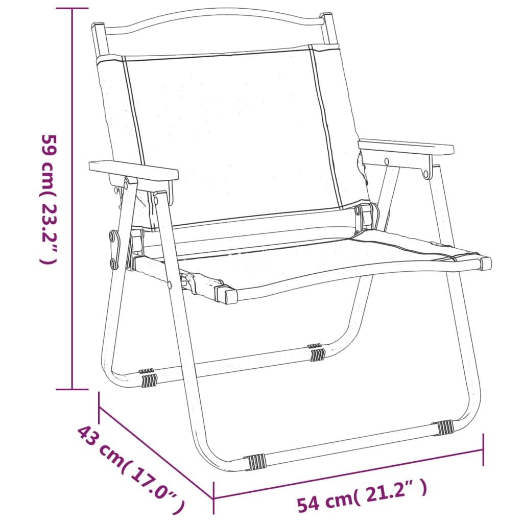 Cadeiras de campismo 2 pcs 54x43x59 cm tecido oxford bege