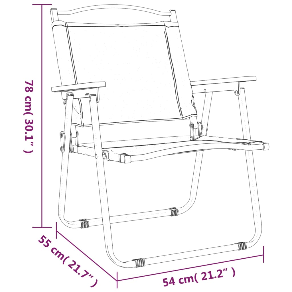 Cadeiras de campismo 2 pcs 54x55x78 cm tecido oxford bege