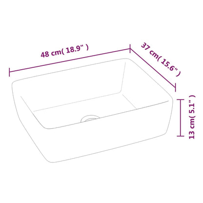 Lavatório retangular 48x37x13 cm cerâmica branco