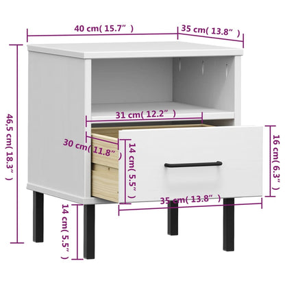 Mesa de Cabeceira Luchaco em Madeira de Pinho - Branco - Design Retro