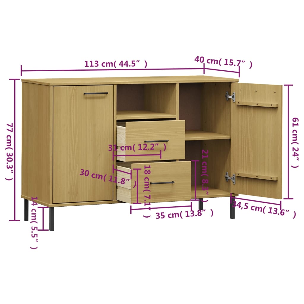 Aparador Lucacho de 113 cm - Design Retro