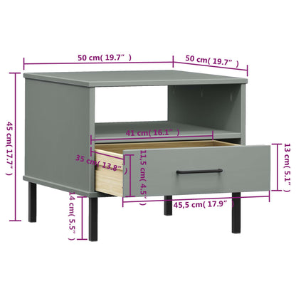 Mesa cabeceira c/ pernas de metal pinho maciço OSLO cinzento