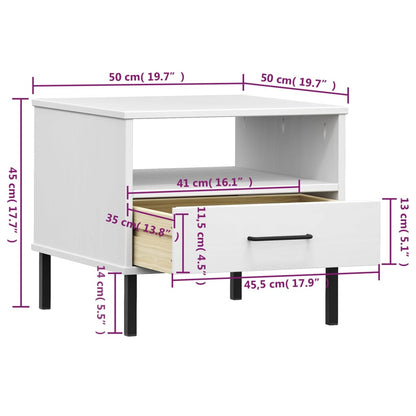 Mesa de cabeceira c/ pernas de metal pinho maciço OSLO branco