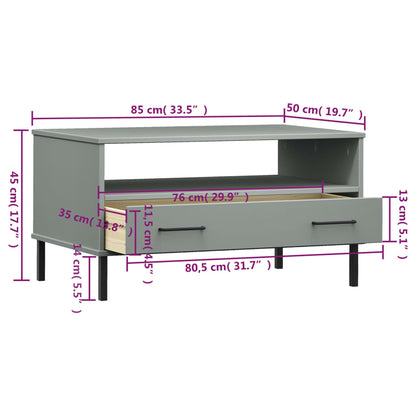 Mesa de Centro Lucacho em Madeira de Pinho - Cinzento - Design Retro