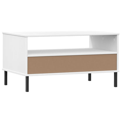 Mesa de Centro Lucacho em Madeira de Pinho - Branco - Design Retro