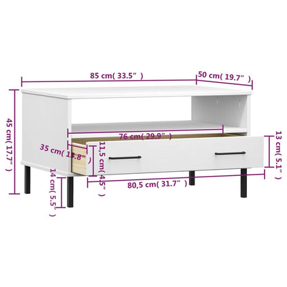 Mesa de Centro Lucacho em Madeira de Pinho - Branco - Design Retro