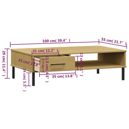 Mesa de Centro Lucacho com Gaveta em Madeira de Pinho - Cor Natural - Design Retro