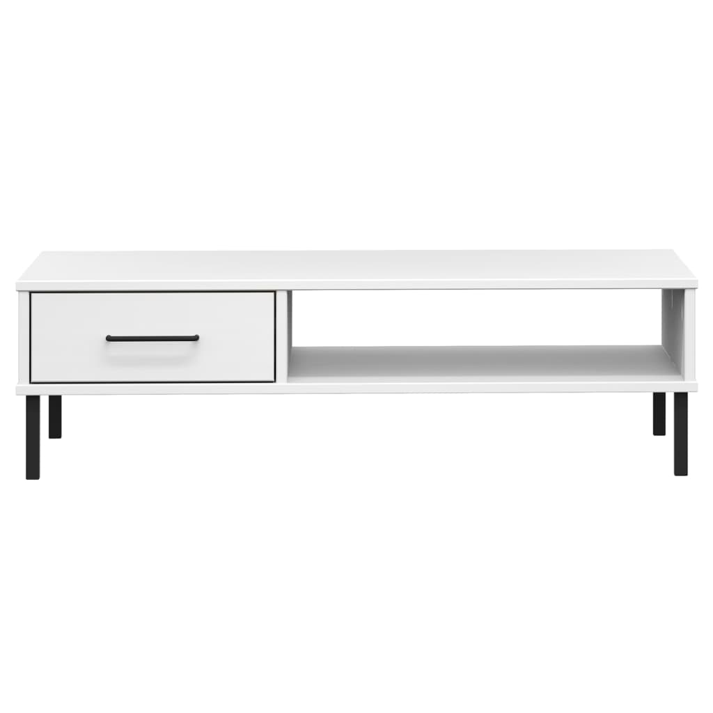 Mesa de Centro Lucacho com Gaveta em Madeira de Pinho - Branco - Design Retro