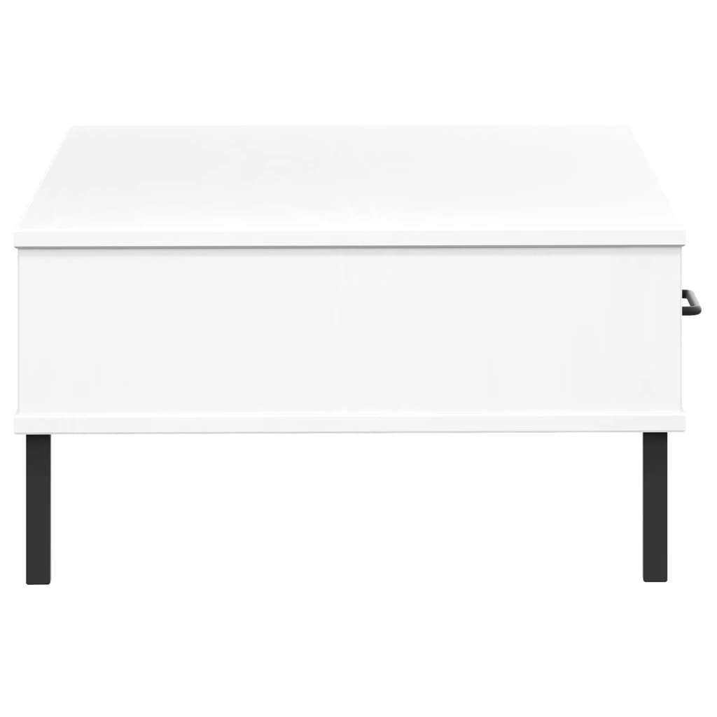 Mesa de Centro Lucacho com Gaveta em Madeira de Pinho - Branco - Design Retro