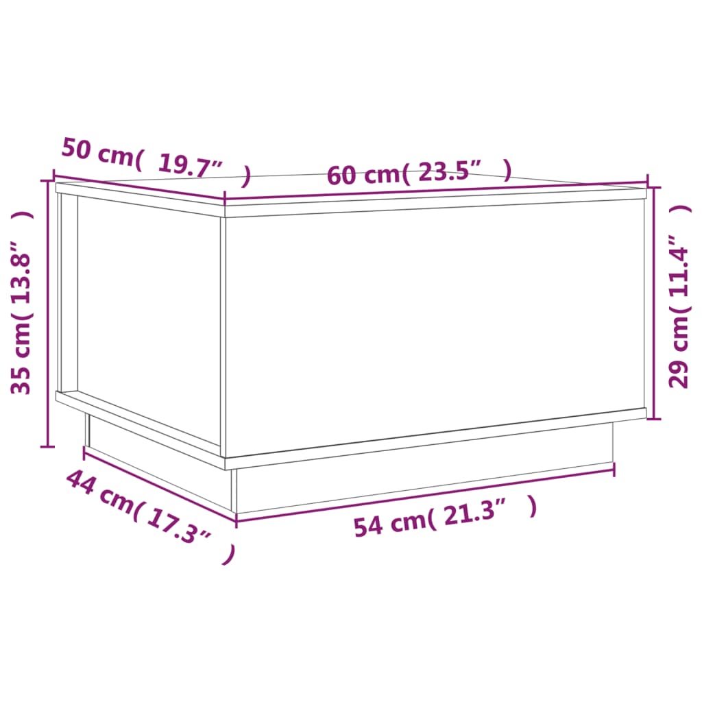 Mesa de centro 60x50x35 cm pinho maciço cinza