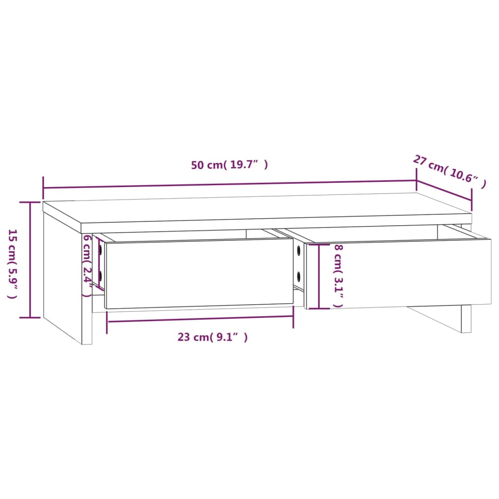 Suporte para monitor 50x27x15 cm pinho maciço branco