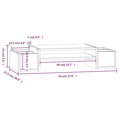 Suporte para monitor 70x27,5x15 cm madeira de pinho maciça