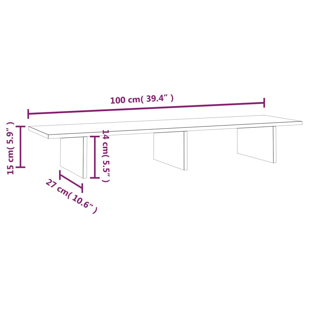 Suporte para monitor 100x27x15 cm pinho maciço castanho mel