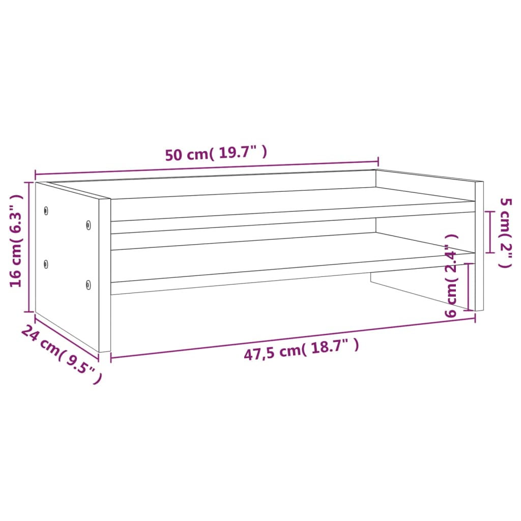 Suporte para monitor 50x24x16 cm pinho maciço castanho mel