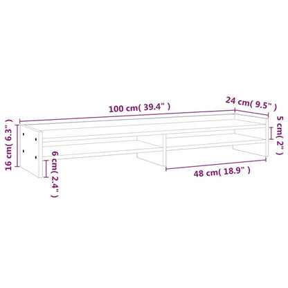 Suporte para monitor 100x24x16 cm madeira de pinho maciça