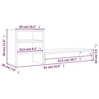 Suporte para monitor 81x20x30 cm madeira de pinho maciça