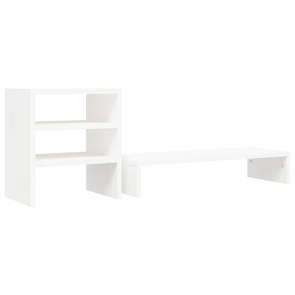 Suporte para monitor 81x20x30 cm madeira de pinho maciço branco