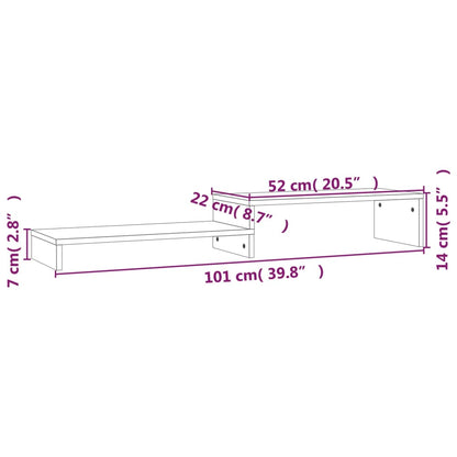 Suporte para monitor (52-101)x22x14 cm madeira de pinho maciça