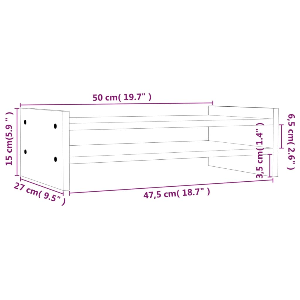 Suporte para monitor 50x27x15 cm pinho maciço branco