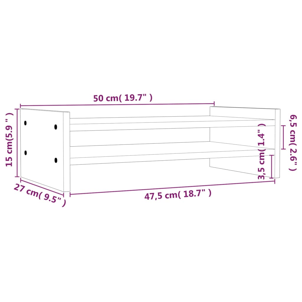 Suporte para monitor 50x27x15 cm madeira de pinho maciça cinza