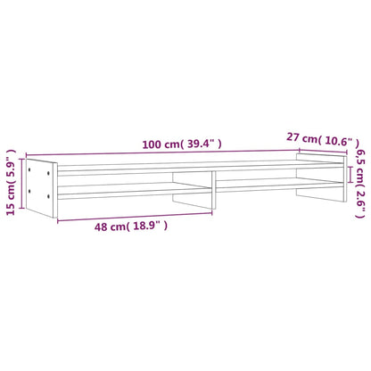 Suporte para monitor 100x27x15 cm madeira de pinho maciça