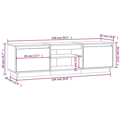 Móvel de TV Sky de 140 cm em Madeira de Pinho - Cinzento - Design Rustico