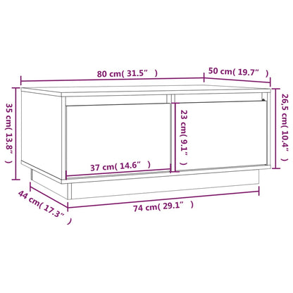 Mesa de centro 80x50x35 cm madeira de pinho maciça