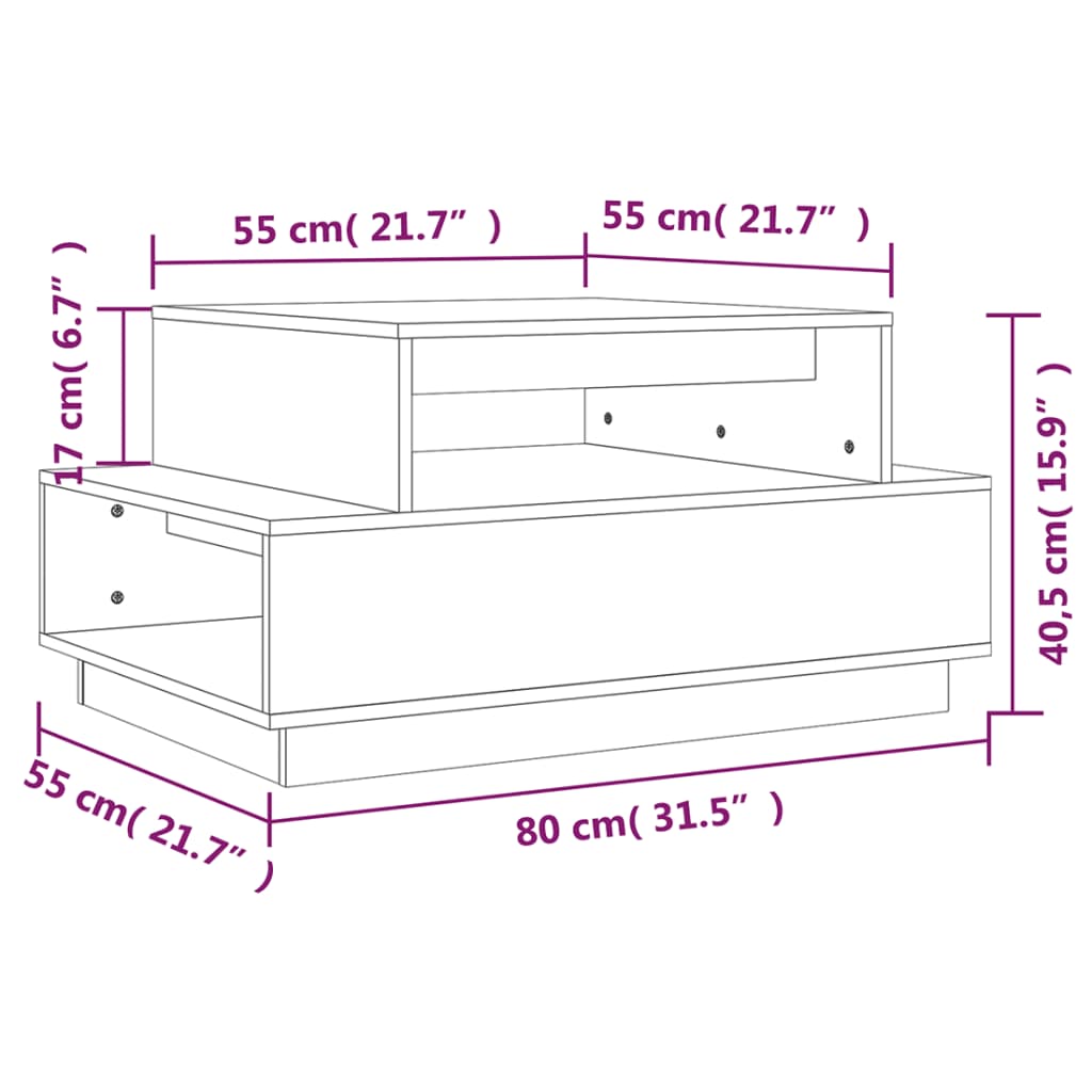 Mesa de centro 80x55x40,5 cm madeira pinho maciça castanho-mel