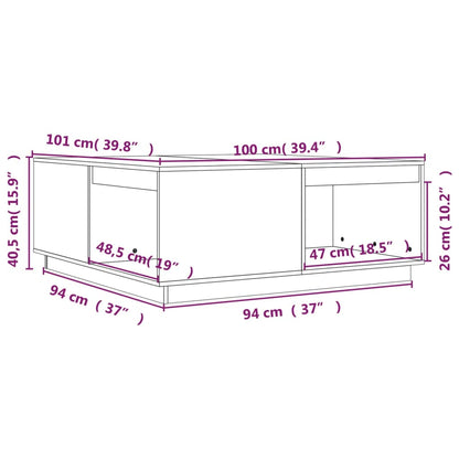 Mesa de centro 100x101x40,5 cm madeira de pinho maciça branco