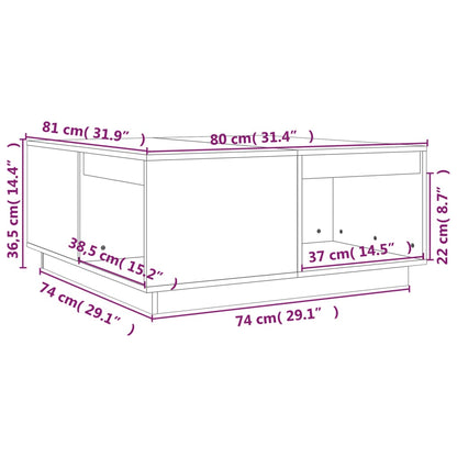 Mesa de centro 80x81x36,5 cm madeira pinho maciça castanho mel