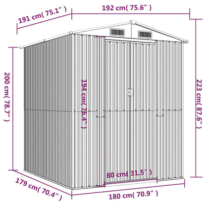 Abrigo de jardim 192x191x223 cm aço galvanizado verde