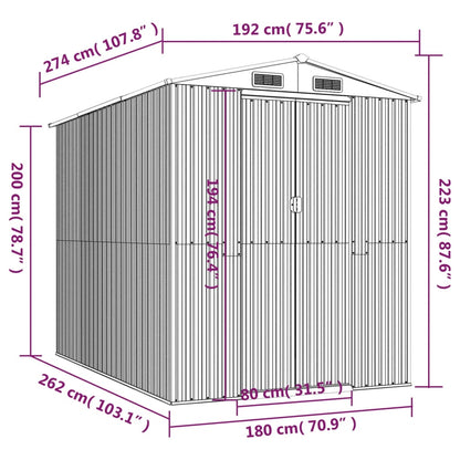 Abrigo de jardim 192x274x223 cm aço galvanizado verde