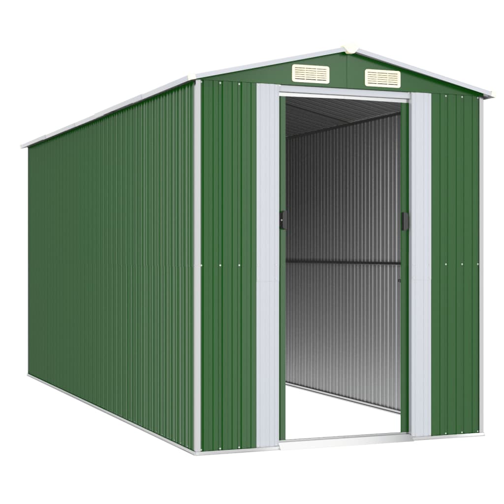 Abrigo de jardim 192x440x223 cm aço galvanizado verde