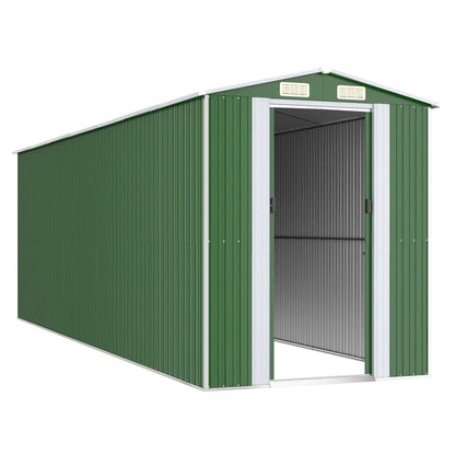 Abrigo de jardim 192x606x223 cm aço galvanizado verde