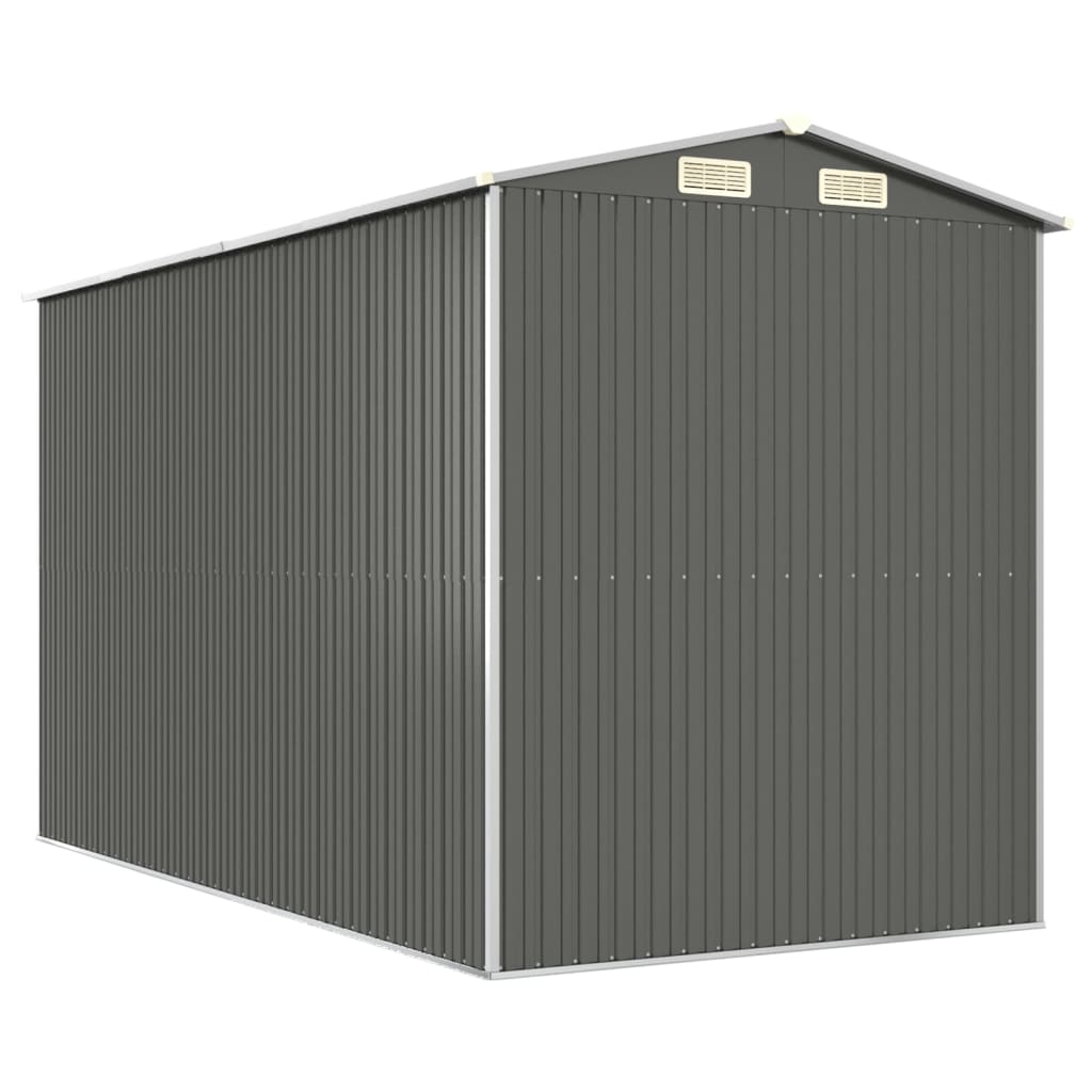 Abrigo de jardim 192x357x223 cm aço galvanizado cinzento-claro