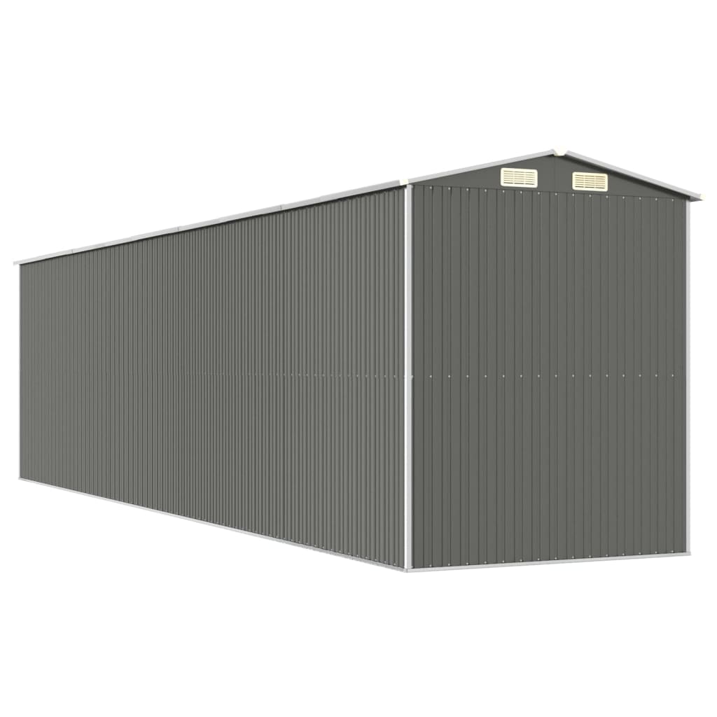 Abrigo de jardim 192x772x223 cm aço galvanizado cinzento-claro