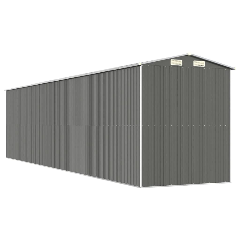 Abrigo de jardim 192x855x223 cm aço galvanizado cinzento-claro