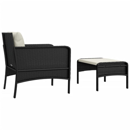 2 pcs conjunto lounge de jardim c/ almofadões vime PE preto