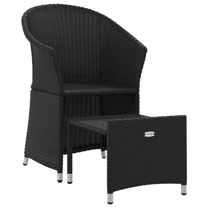 2 pcs conjunto lounge de jardim c/ almofadões vime PE preto