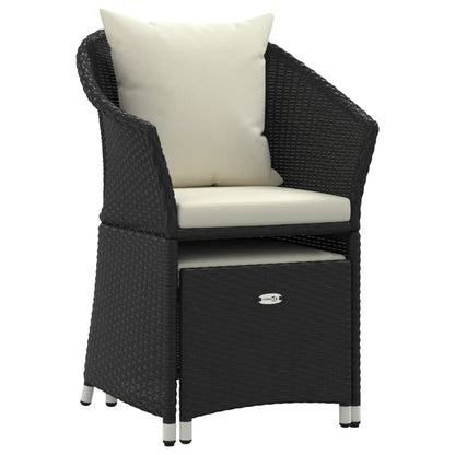 2 pcs conjunto lounge de jardim c/ almofadões vime PE preto