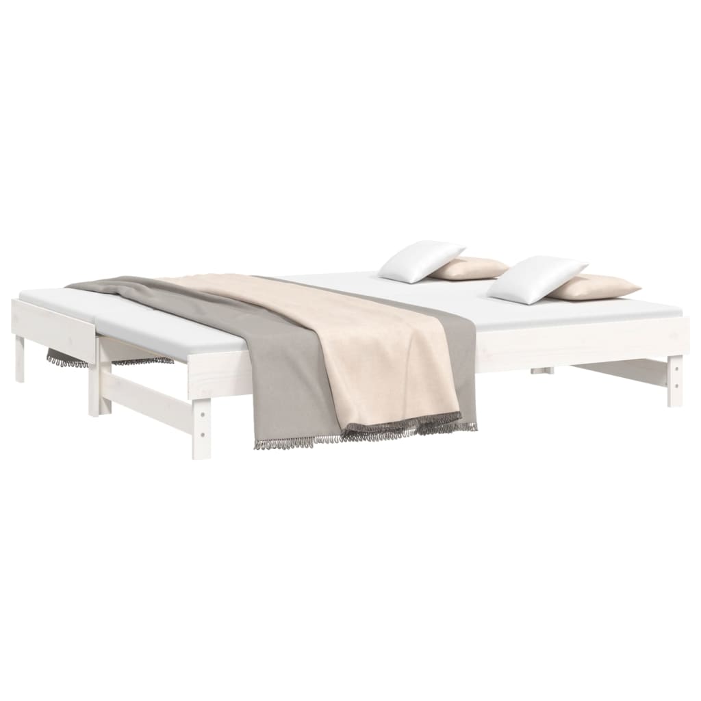 Sofá-cama de puxar 2x(100x200) cm madeira pinho maciça branco